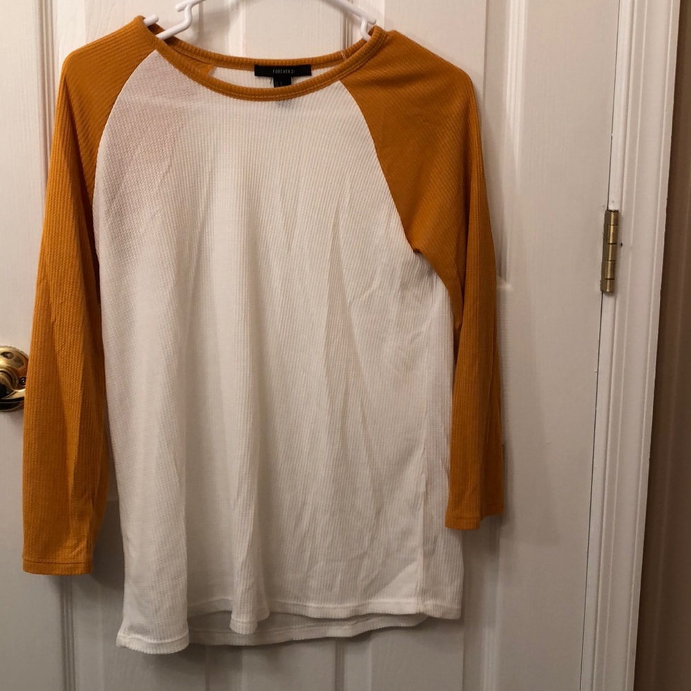 Yellow & White baseball tee